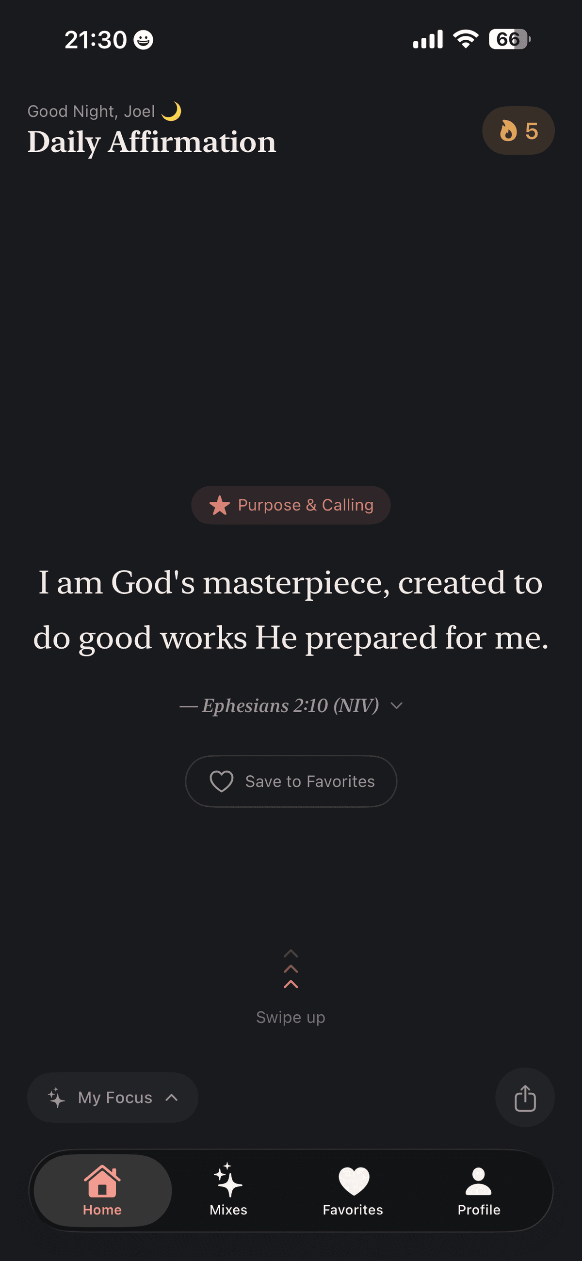 Dove Daily affirmations screen