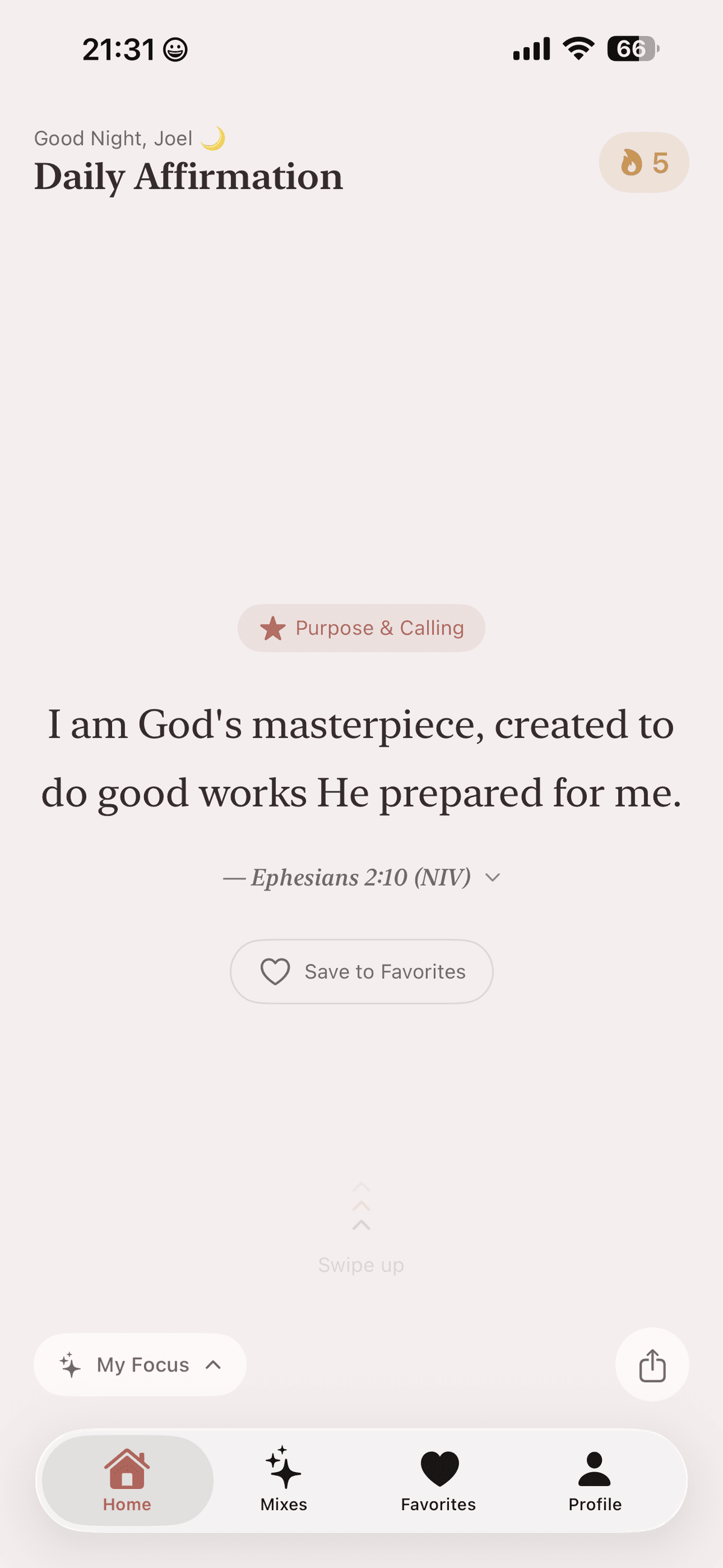 Dove Daily affirmations screen